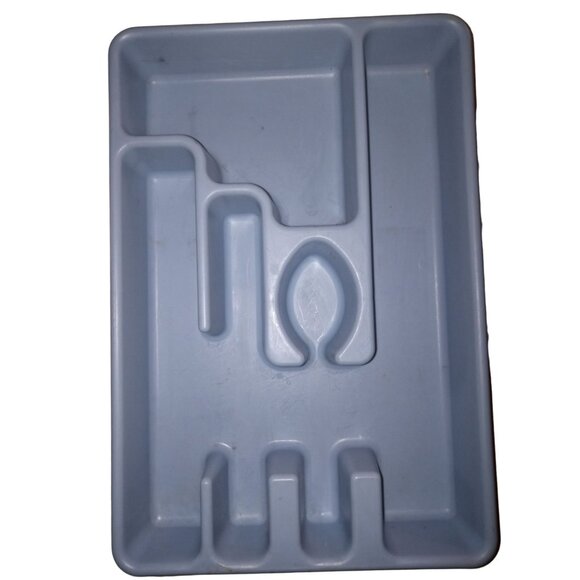 Rubbermaid Blue Plastic Cutlery Organizer Tray Many Compartments Vintage 2921-7 - Picture 3 of 14